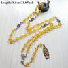 Rosary Necklace Prayer Bead Chain Amulet Cross Necklace Jewelry Orange Clear Rosary Cross Necklace Long Trendy Pendant Clothes Chain