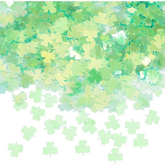 1500pcs/50g Shamrock Confetti Decorations,Iridescent Shamrock Table Confetti Green Glitter Lucky Clover Shamrock Sequin for St. Patrick's Day Party