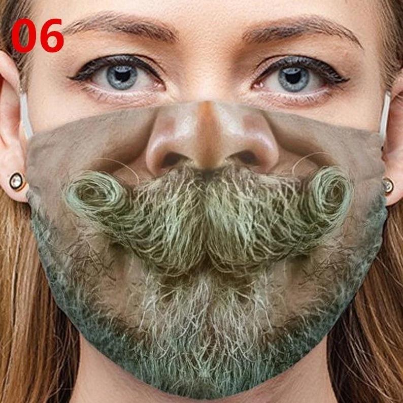 New Unisex 3D Funny Face Printed Masks Adult Windproof Washable Reusable Cotton Mouth Mask