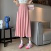 Spring 2025 High-Waist Pleated A-Line Midi Skirt for Women