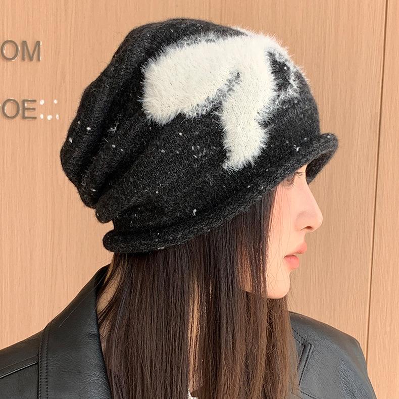Cute Bow Knitted Wool Hat Autumn and Winter Hat Women's Warm Cold Hat