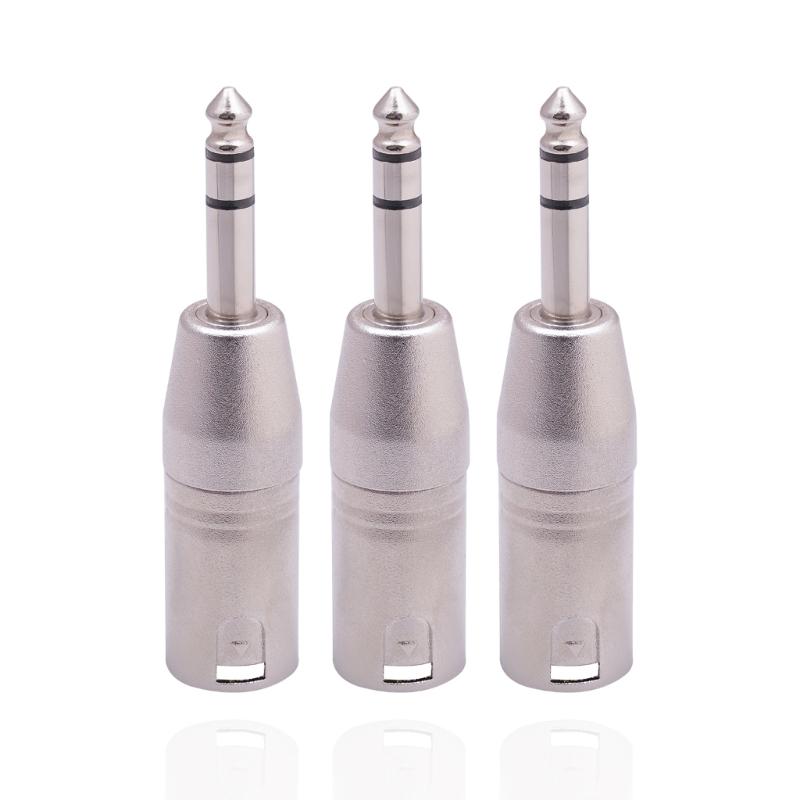 1/4" 6.35mm Male to XLR 3 Pin Male Jack Socket Audio Adapter Silver Interface Transfer Connector for Electronic Organ