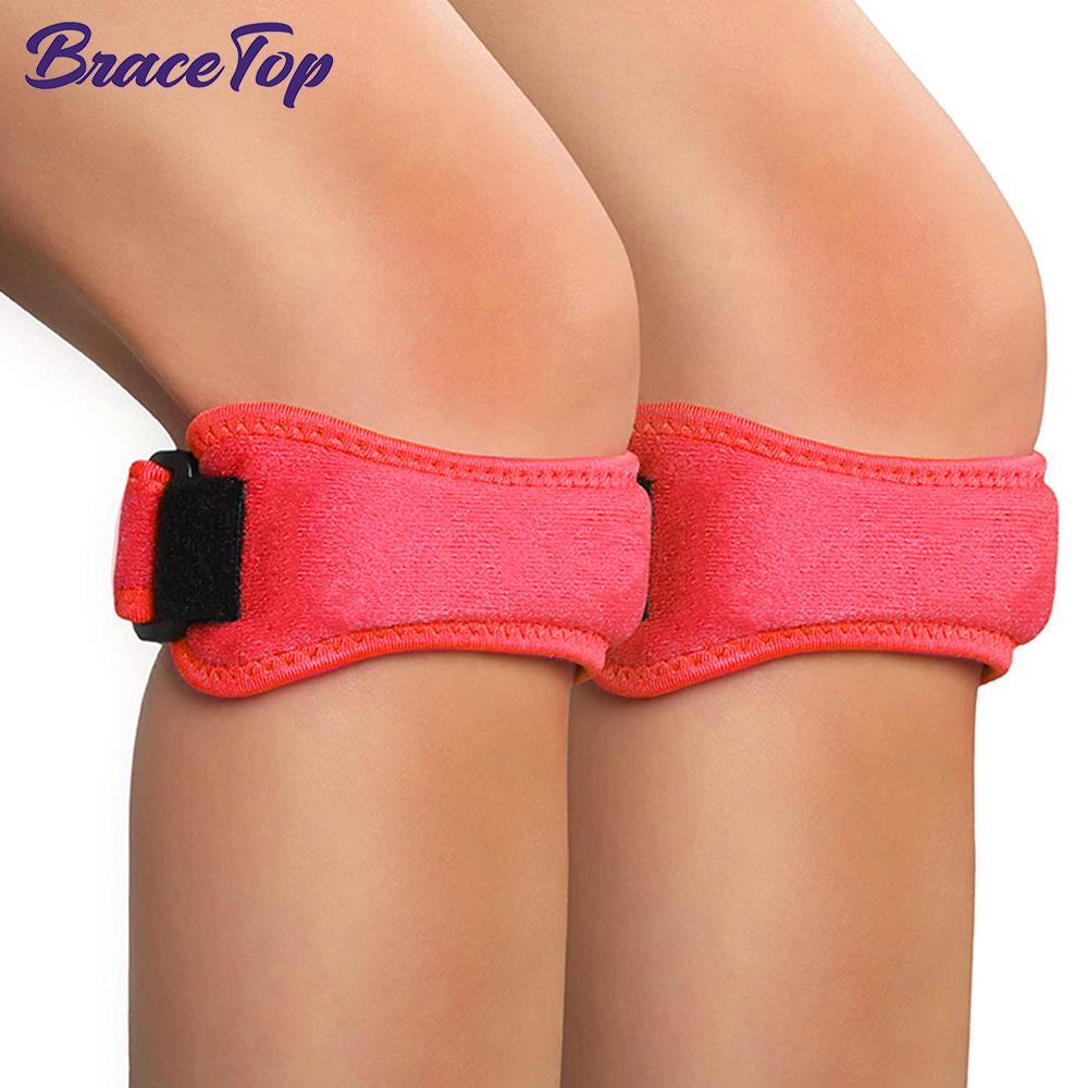 1 Pair Patella Kneecap Band Adjustable Silica Gel Knee Tendon Straps Protector Knee Pads Running Sports Cycling Gym Knee Support