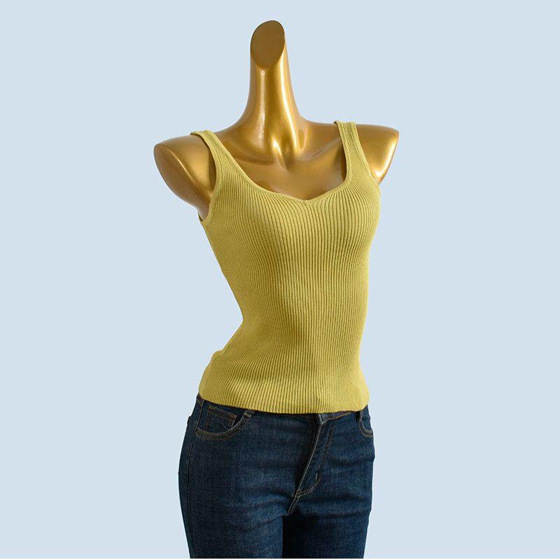 Export Single Summer New Arrival U Collar Knitting Camisole Women's Fashion All-Matching Simple Outdoor Inner Match Sleeveless Tops