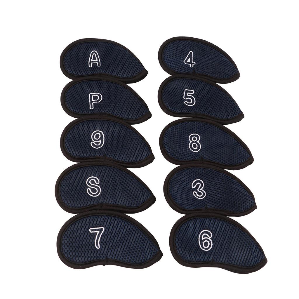 10pcs Golf Iron Covers Set with Numbers Waterproof Golf Head Cover Protective Headcover for Court Exercise Dark Blue