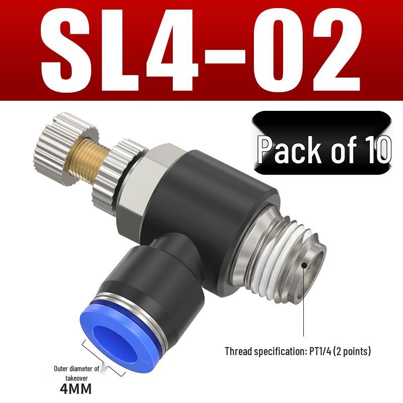 Adjustable Pneumatic Throttle and Speed Control Valve with Quick Connector for Air Tubes SL4 6 8-M5-01-02