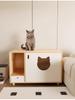 Solid Wood Semi-Closed Cat Litter Cabinet with Anti-Tracking and Anti-Dog Features