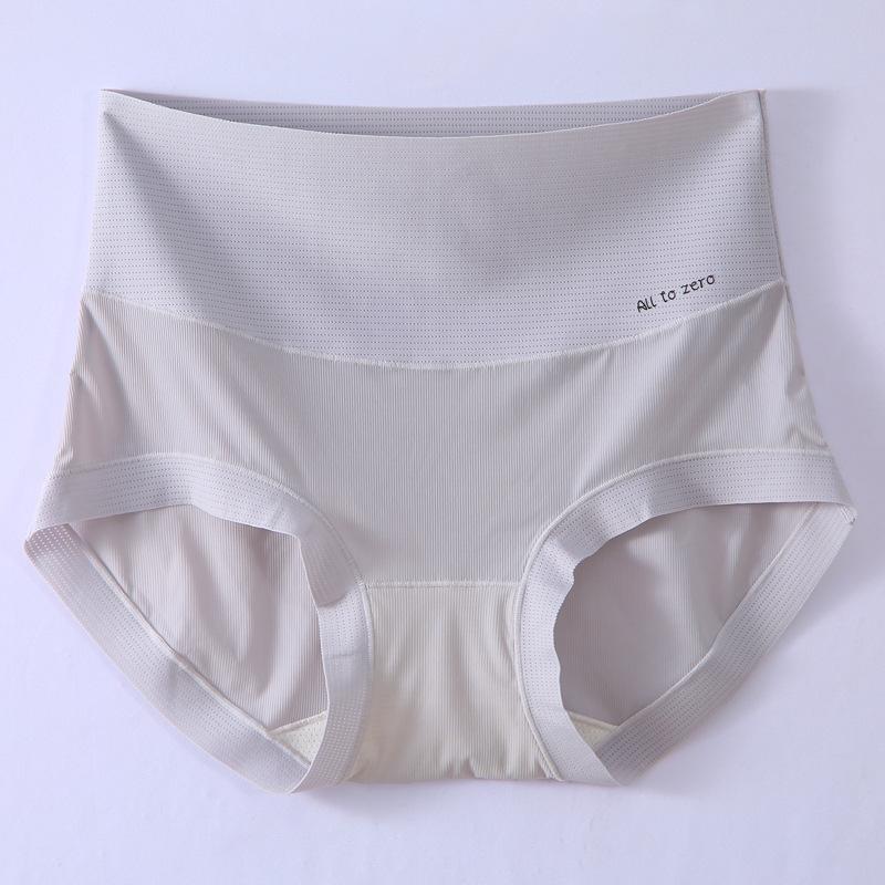 Women's Underwear High Waist Seamless Ice Silk Silk 5A Antibacterial Summer Thin Breathable Large Size Briefs