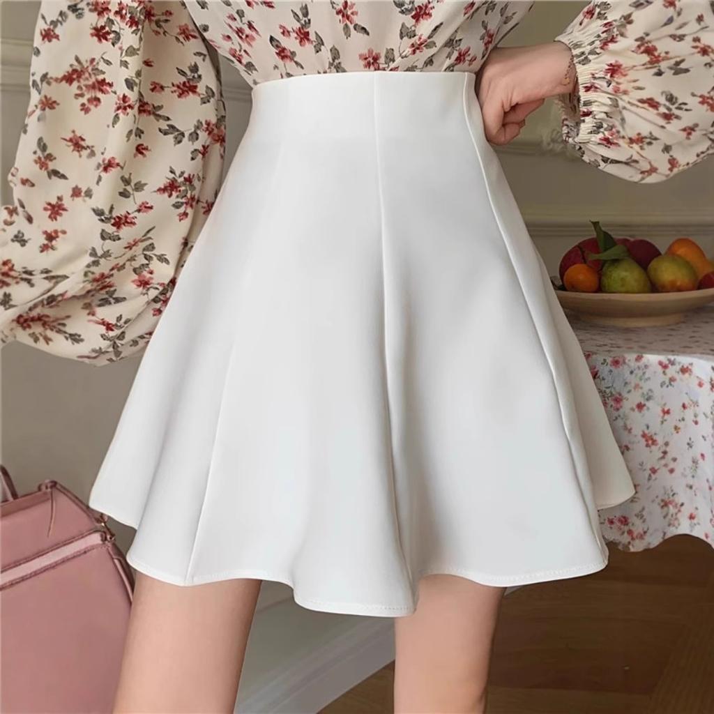 Spring Skirt for Women High Waisted A Line Umbrella Skirt Schoolgirl Style Black Slimming Anti Exposure Bodycon Casual All Match Versatile Skirt
