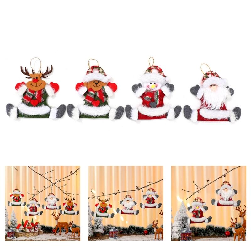 4 Pcs Christmas Ornaments Sitting Doll Hanging Pendant Party Supplies for Holiday Wedding Party Wreath Decoration