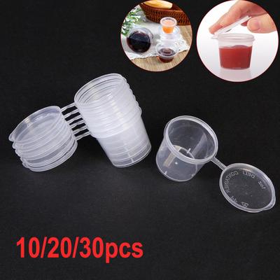 10/20/30Pcs 25ml Disposable Clear Plastic Round Chutney Cups Food Container Storage Box With Lids