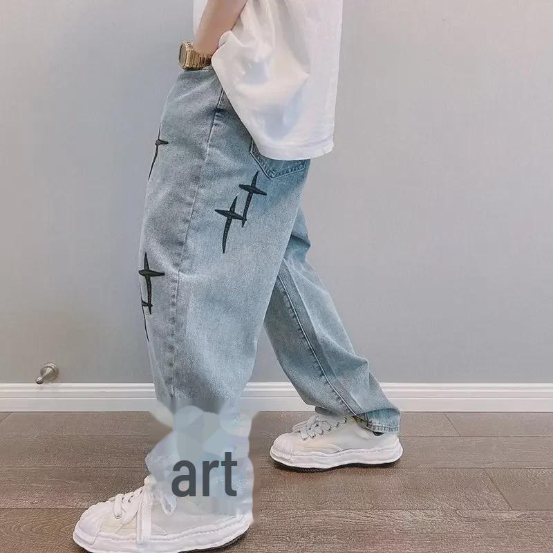 Men's Trendy Embroidered Wide-Leg Jeans - Autumn Style