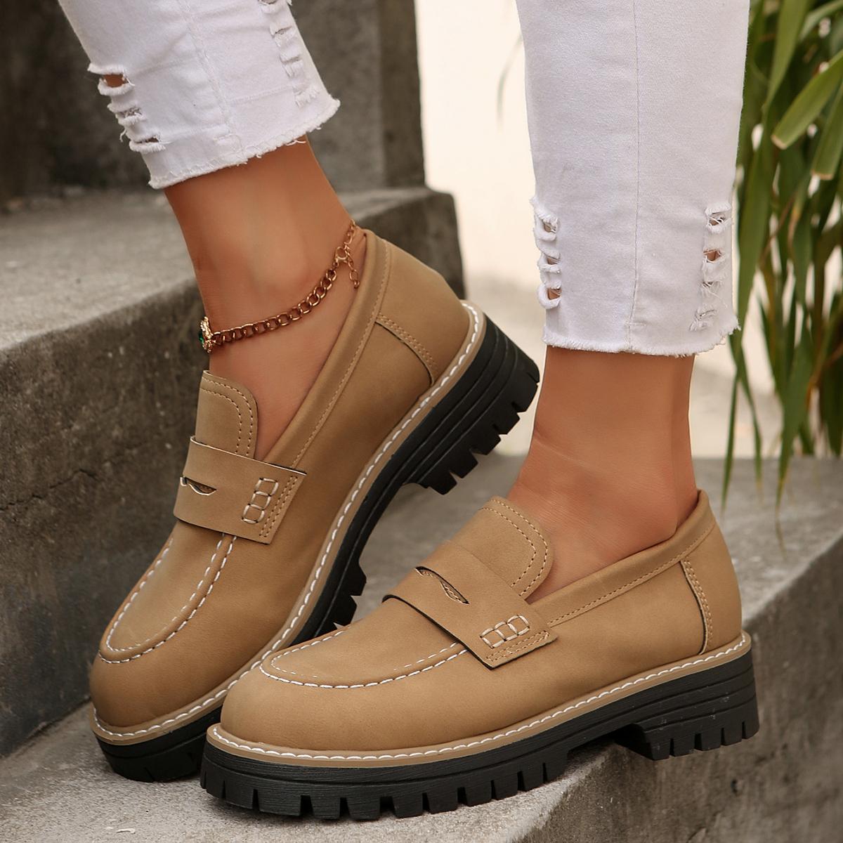 

2025 New Spring and Autumn Le Large Casual Sandblasted British Style Women s Shoes with Thick Heels and Retro Single Shoes 36