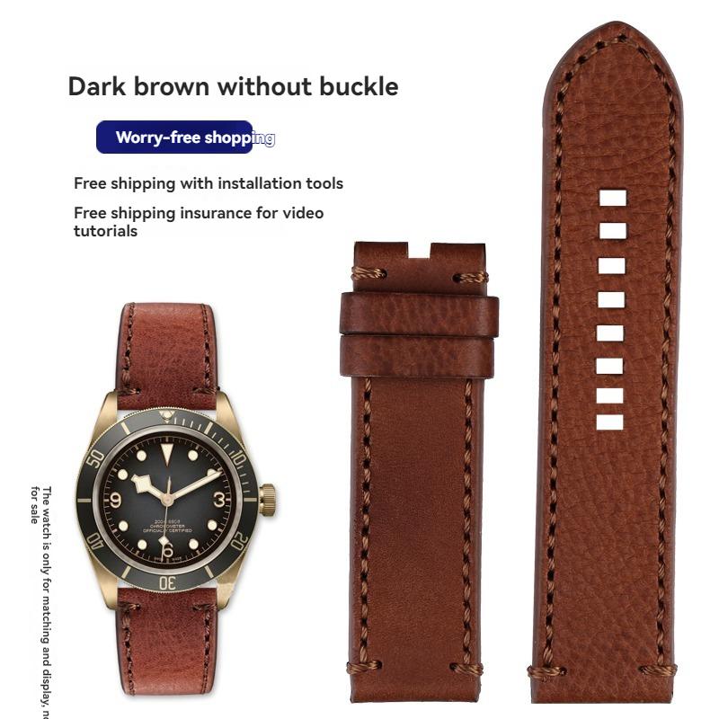 

Для TUDOR Black Bay Qicheng Бронза Маленький Красный Цветок Zenith Винтажный Ремешок для Часов из Натуральной Кожи Мужской 22 мм 23 мм Кожаный Браслет 22mm-width