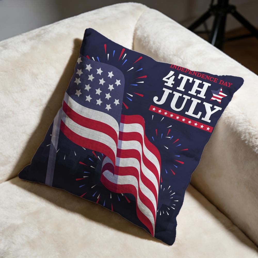 Independence Day Cushion Cover Soft Decorative Pillow Case Suitable for Bedroom Sofa Car Travel Use