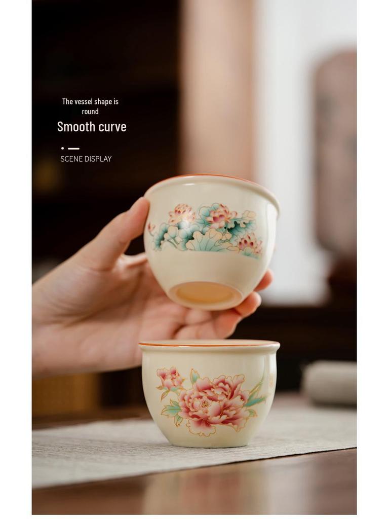 Chinese Embroidery Gift Bag: High-End Ru Kiln Crackle Glaze Cylinder Cup - Customizable for Corporate Events
