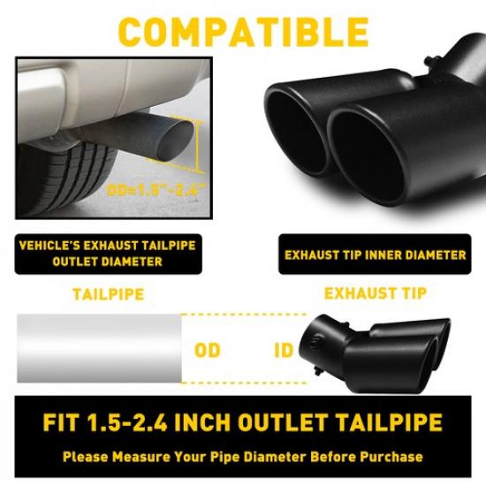 Car Exhaust Pipe Tail Rear Tip Muffler Auto Accessories Replace Kit Black AUXITO