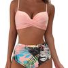 European & American Women's Multicolor High Waist Slimming Bikini with Split Hard Cup Design