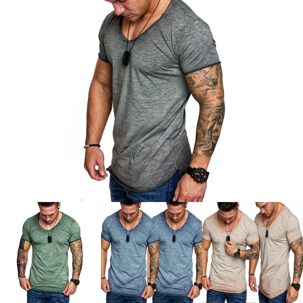 Fashion Men's Casual Tops V-neck T-shirt With Slim Fit And Premium Cotton Blend
