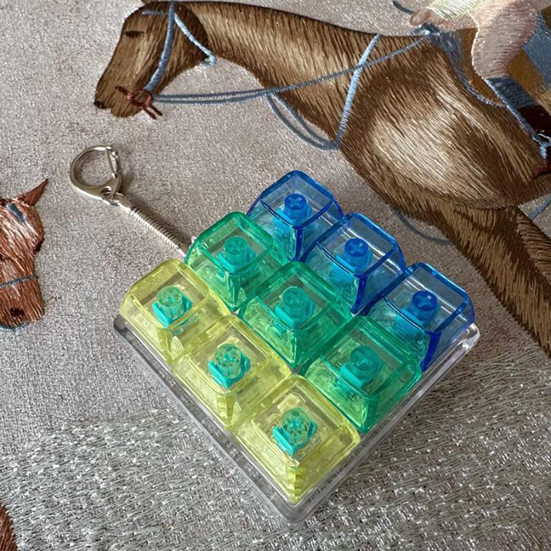 

New DIY Keyboard Fidget Keychain Keys Button Relief Stress Clicker Toy 9Keys Finger Keyboard Cap Adult