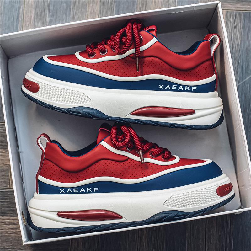 2024 Men's Low-Top Thick-Soled Height-Increasing Skateboard Shoes - Leather Sports Casual Dad Shoes