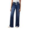 Women's Wide Leg Jeans High Waisted Stretchy Straight Leg Baggy Drawstring  Denim Pants