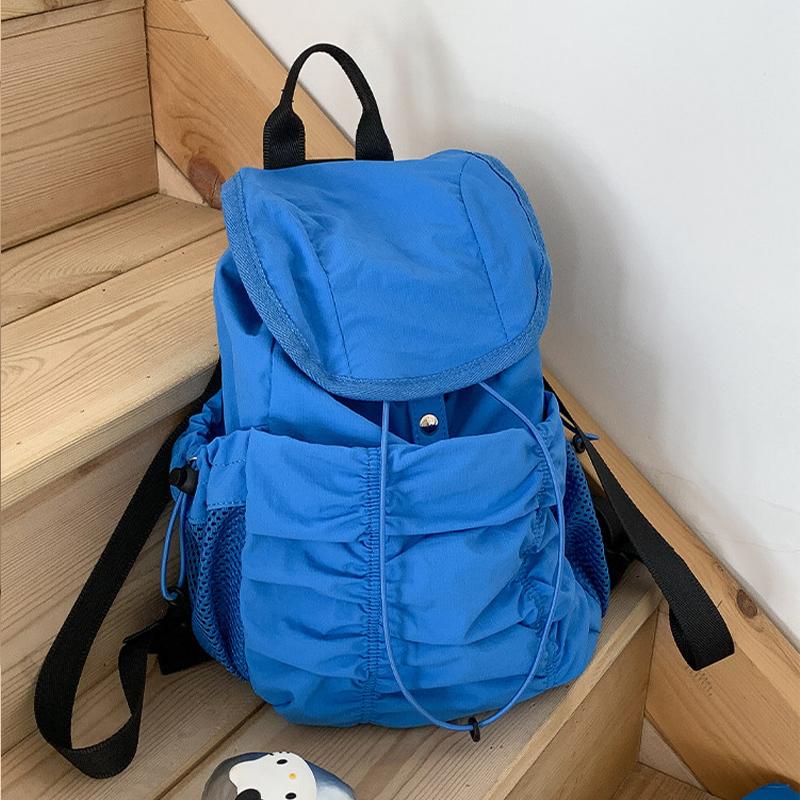 Zaino Casual Donna Grande Capacità Moda Studente Scuola Media Pieghe Cartella Borsa in Tessuto Zaino da Viaggio Coreano
