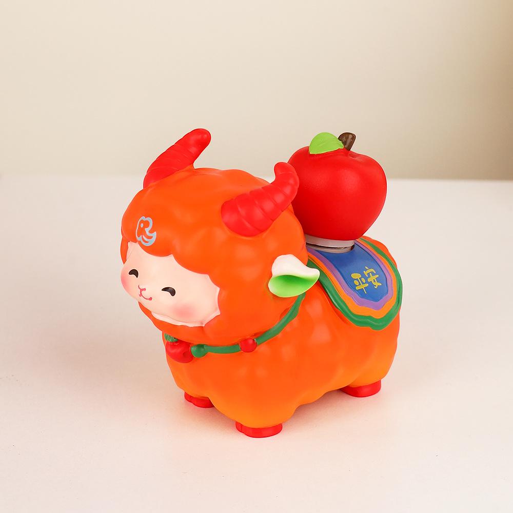 Little Sheep Wealth Spin-and-Win Resin Figurine: Year of the Sheep Zodiac Creative Desk Decoration