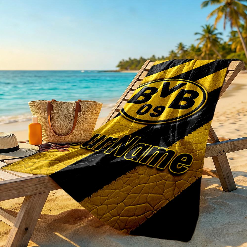 Borussia Dortmund Customizable Name Beach Towel High Absorbency & Quick-Dry