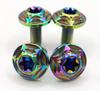 Kuroobaa Titanium Car License Plate Bolts, License Plate Frame, Titanium Alloy, Anti-Theft Screws, M6, Set of 4 (Rainbow Color)