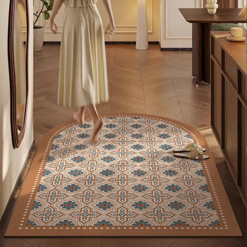 Entrance Carpet Pvc Waterproof Leather Door Mat Arched Floor Mats Green Retro Porch Carpets Home Decoration Rug Christmas Gifts