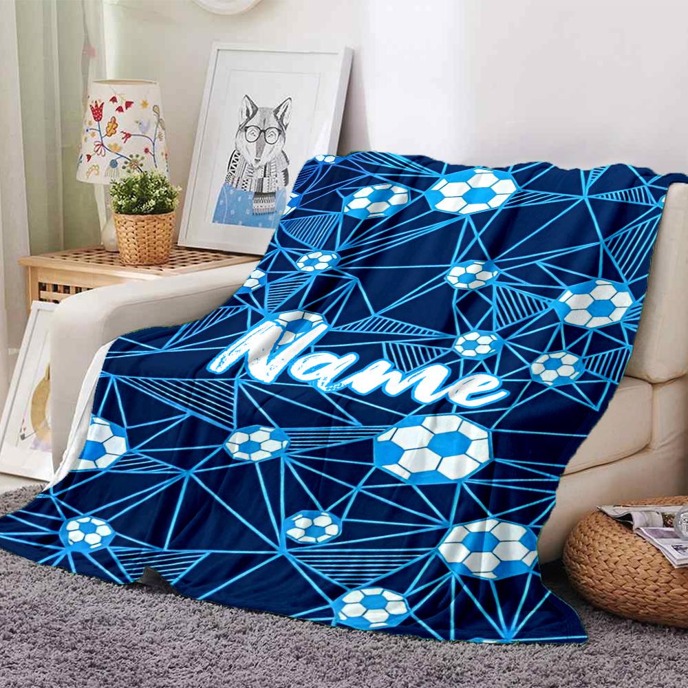 Custom Name Soccer Theme Printed Blanket - Perfect for Couch, Bed, Travel & Outdoor Use | Machine Washable, Cozy & Durable.