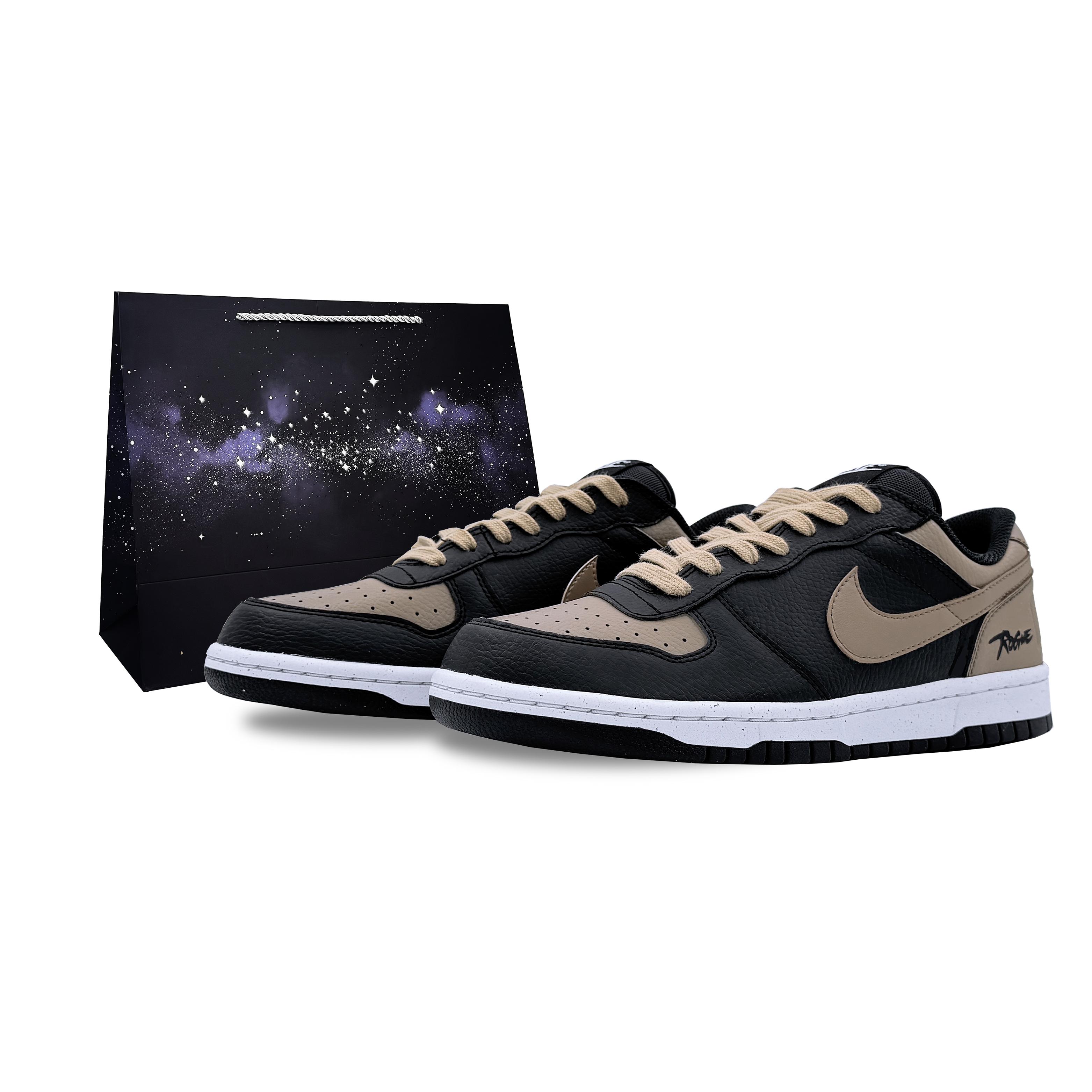 

Nike Big Low top Skateboard Shoes Men s Black Brown 355152-016(Team1417-LD) 42