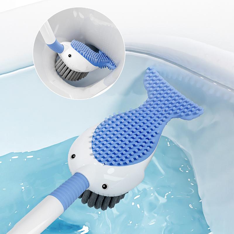 Silicone Toilet Brush Set Hanging Hole Non-Slip Toilet Scrubber Wall-Mounted Durable Toilet Cleaner With Holder Bathroom