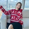 Casual Solid Knit Sweater Ladies V Neck Crew Neck Warm Daily Long Sleeve Blouse