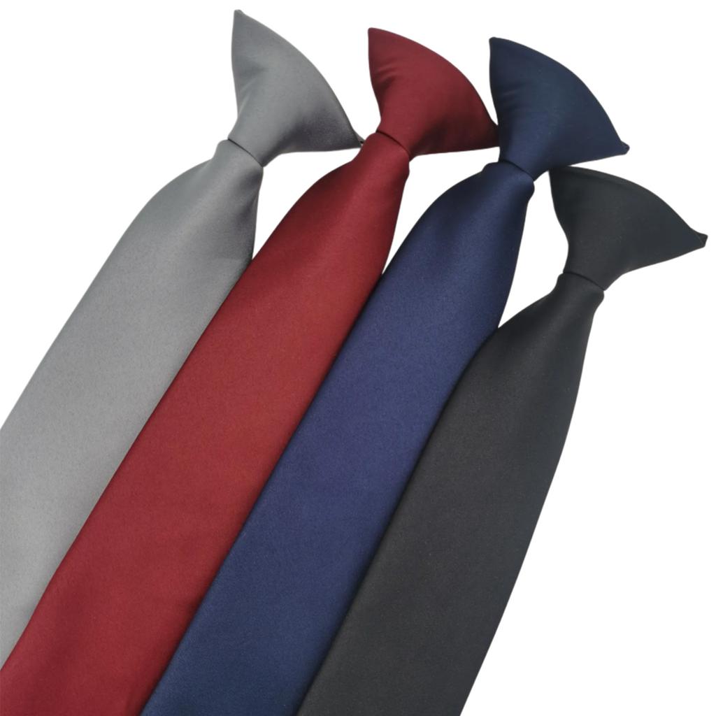 Mens Womens Solid Color Clip On Neck Tie for Uniform Pre Tied Adjustable Necktie for Business Meetings and Formal Event
