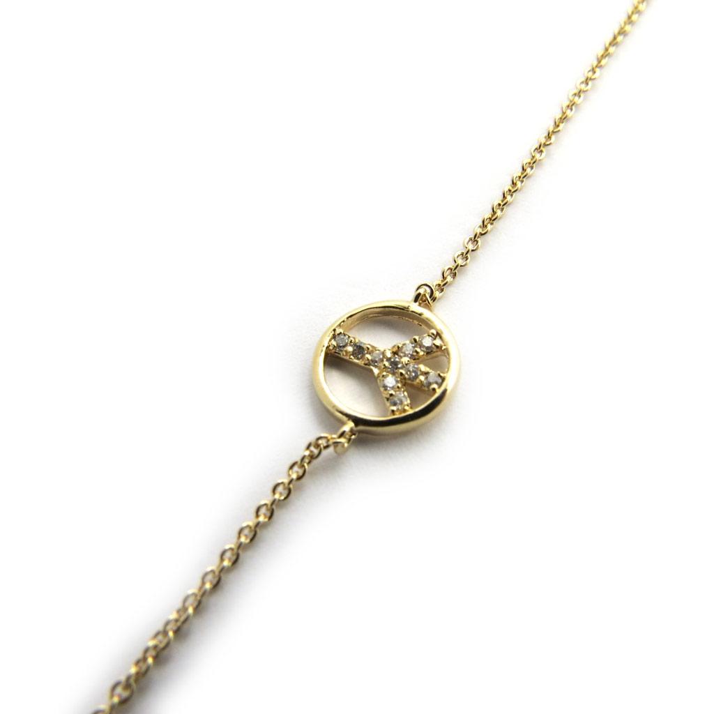 Les Trésors De Lily [M8878] - Gold Plated Bracelet 'Peace' White Gold - 10 Mm