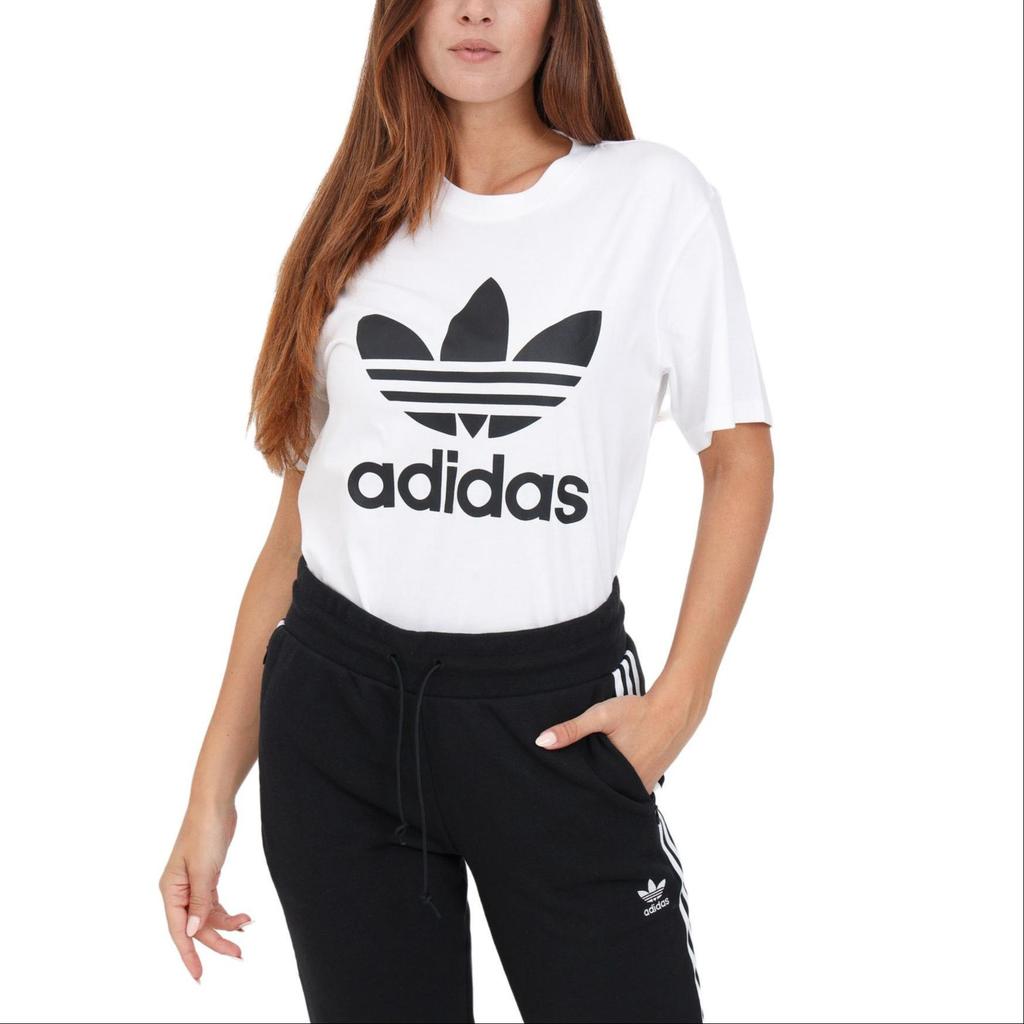 Adidas Originals Adicolor Classics Trefoil Logo Print Short Sleeve T-Shirt Women Tops White IK4036