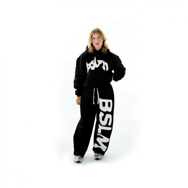 Womens Y2K Streetwear Hoodie Pants Set With Embroidered Letters Casual Long Sleeve Tracksuit Fall Winter