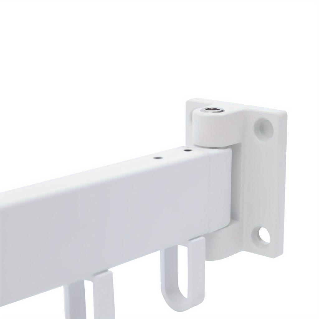 Tri-Fold Space Aluminum Wall-Mounted Drying Rack – 110 Lbs Load Capacity with 18 Hooks & Telescopic Hidden Rod – White