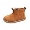 Autumn  Baby Short Boots Girls  High-top Leather Boots Boys Anti-slip Retro Cotton Boots