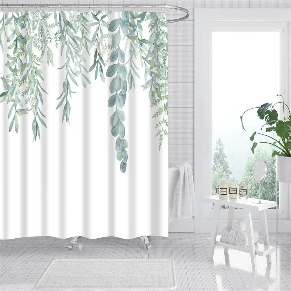 Rose Plum Blossom Flowers Print Waterproof Shower Curtain Washable Fabric Bath Curtain Home Bathroom Curtains With 12 Hooks