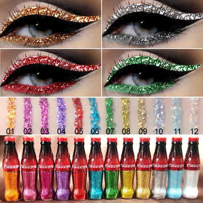 12 farieb Ženy očný make-up Kozmetický trblietavý púder Tekutá očná linka Vodotesná Nástroj na líčenie očí s dlhou životnosťou