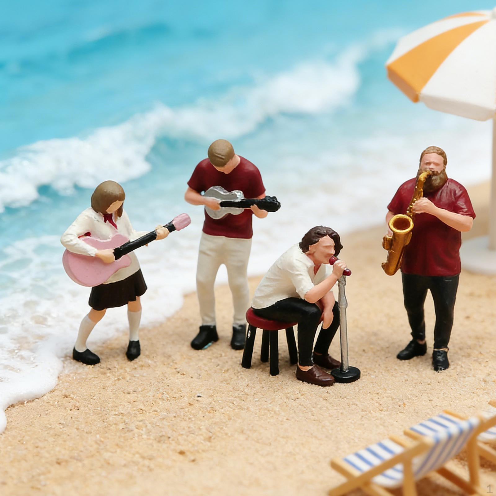4x 1/64 Scale Miniature Figures Painted Scenes DIY Projects Sand Table Decoration Micro