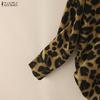 ZANZEA Damen Locker Lässige Leopard-Print Langarmbluse
