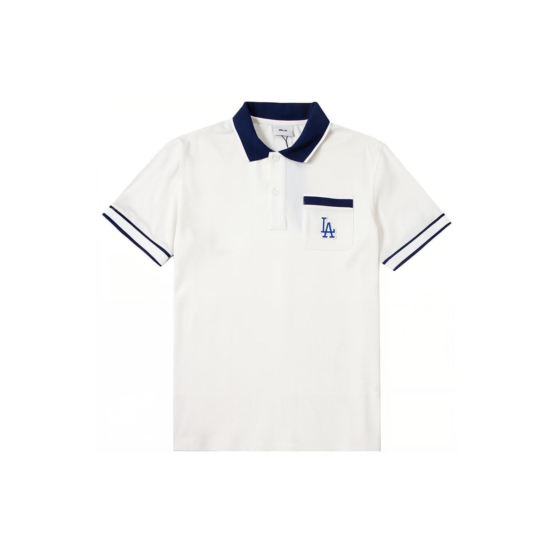 MLB Polo Shirts Unisex White Polo Collar Moderate Straight Fit 3LPQM0333-07CRS L