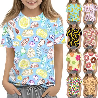 Kinder bedrucktes Rundhals Kurzarm Freizeit-T-Shirt