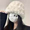 Wool Hat Season Women's Versatile Knitted Bag Head Shows A Small Face and Keeps Warm, White Plush Plush Cold Hat Big Head Circumference