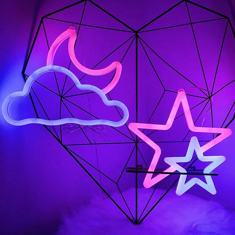1PC Gamepad Fire Moon Star LED Bright Neon Light Night Sign Modeling Lamp Room Wall Art Decoration Wholesale Xmas Birthday Wedding