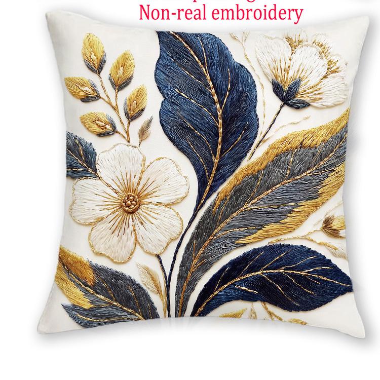 1/4 Stück Luxuriöse Gold Marineblau Florale Kissenbezüge Moderne Boho Dekorative Kissenhüllen für Zuhause Sofa Schlafzimmer